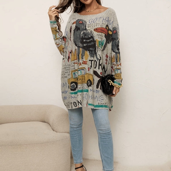 COEUR DE VAGUE Cartoon Oversized Sweater - Picture 2 of 7